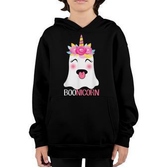 Boonicorn Unicorn Ghost Happy Halloween Costumes Girls Kids Youth Hoodie - Thegiftio UK