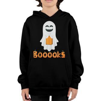 Booooks Funny Ghost Reading Books Halloween Pumpkin Alphabet Youth Hoodie - Thegiftio UK
