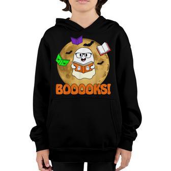 Booooks Ghost Boo Read Books Library Teacher Halloween Cute V6 Youth Hoodie - Thegiftio UK