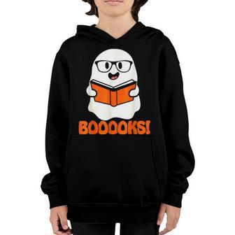 Booooks Ghost Boo Read Books Library Teacher Halloween Cute V7 Youth Hoodie - Thegiftio UK