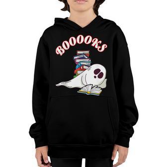 Booooks Ghosts Halloween Reading Book Teacher Kids Youth Hoodie - Thegiftio UK