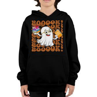 Booooks Halloween Costume Ghost Reading Library Books Youth Hoodie - Thegiftio UK