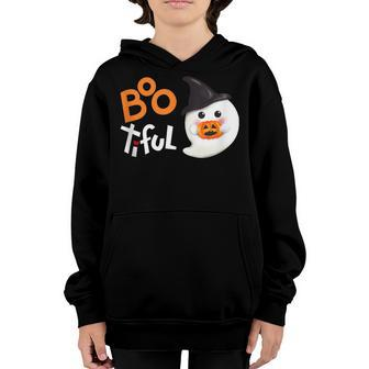 Bootiful Funny Halloween Boo Beautiful Ghost Kid Girl Youth Hoodie - Thegiftio UK