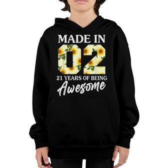 Born In 2002 21 Year Old 21St Birthday Girls Ns Sunflower Youth Hoodie - Thegiftio UK