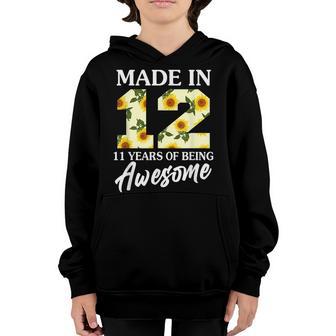 Born In 2012 11 Year Old 11Th Birthday Girls Ns Sunflower Youth Hoodie - Thegiftio UK