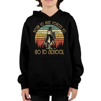 Born Ride Horses Forced To Go To School - Horse Girl Youth Hoodie - Thegiftio UK