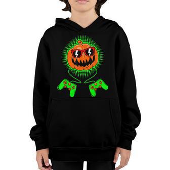 Boys Halloween Jack O Lantern Gamer Kids Men Halloween V9 Youth Hoodie - Thegiftio UK