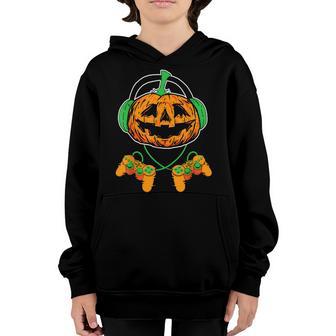 Boys Halloween Jackolantern Gamer Kids Men Halloween V4 Youth Hoodie - Thegiftio UK