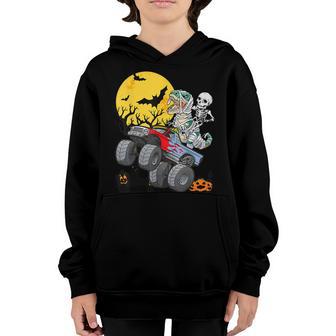 Boys Halloween Monster Truck Pumpkin Mummy Dinosaur T Rex V2 Youth Hoodie - Thegiftio UK