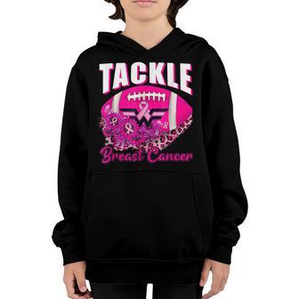 Boys Kid Tackle Football Pink Ribbon Breast Cancer Awareness Youth Hoodie - Thegiftio UK