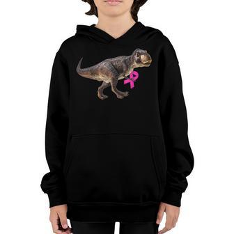 Breast Cancer Dinosaur Trex Dino Kid Boy Toddler Pink Ribbon Youth Hoodie - Thegiftio UK