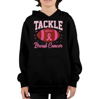 Breast Cancer Tackle Football Pink Ribbon Awareness Boys Kid Youth Hoodie - Thegiftio UK