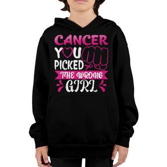 Breast Cancer You Picked Wrong Girl Awareness Pink Ribbon Youth Hoodie - Thegiftio UK