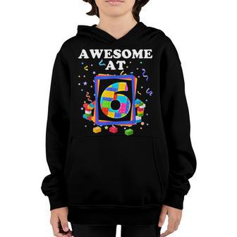 Building Blocks Bricks Awesome At 6 Years Old Birthday Boy V2 Youth Hoodie - Thegiftio UK