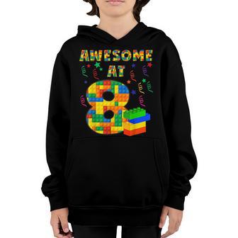 Building Blocks Bricks Awesome At 8 Years Old Birthday Boy V2 Youth Hoodie - Thegiftio UK