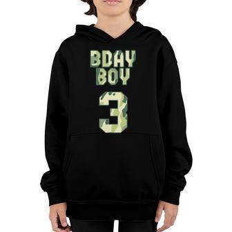 Camouflage Bday Boy 3 Military Little Officer 3Rd Birthday Graphic Design Printed Casual Daily Basic Youth Hoodie - Thegiftio UK