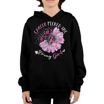 Cancer Picked The Wrong Girl Breast Cancer Awareness V2 Youth Hoodie - Thegiftio