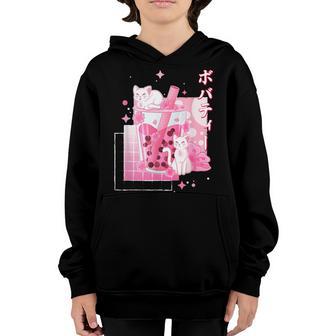 Cat Boba Tea Bubble Tea Anime Cats Lover Kawaii Gifts Girls V2 Youth Hoodie - Thegiftio UK