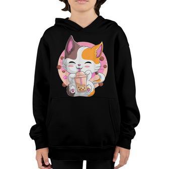 Cat Boba Tea Bubble Tea Anime Kawaii Neko For Girls Nager V12 Youth Hoodie - Thegiftio UK