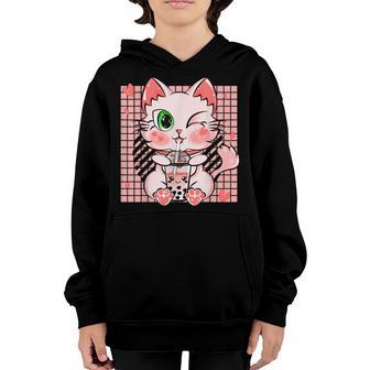 Cat Boba Tea Bubble Tea Anime Kawaii Neko For Girls Nager V16 Youth Hoodie - Thegiftio UK