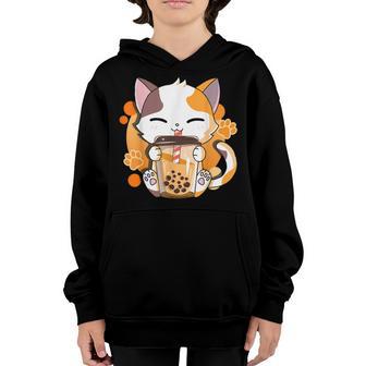 Cat Boba Tea Bubble Tea Anime Kawaii Neko For Girls Nager V2 Youth Hoodie - Thegiftio UK