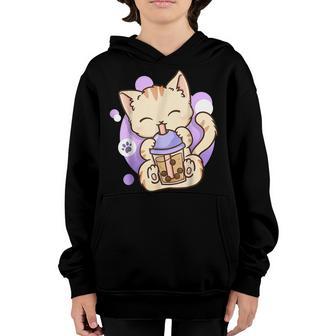 Cat Boba Tea Bubble Tea Anime Kawaii Neko For Girls Nager V3 Youth Hoodie - Thegiftio UK