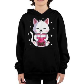 Cat Boba Tea Bubble Tea Anime Kawaii Neko Gift Girl Nager Youth Hoodie - Thegiftio UK