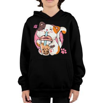 Cat Boba Tea Bubble Tea Anime Kawaii Neko Gift Girls Ns Youth Hoodie - Thegiftio UK
