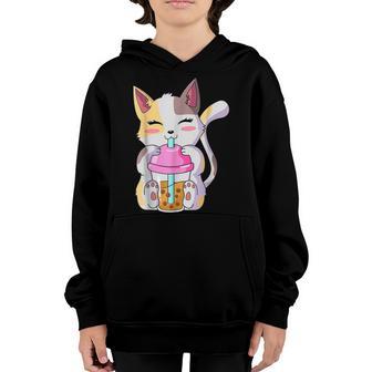 Cat Boba Tea Bubble Tea Anime Kawaii Neko Gifts Girls Ns V3 Youth Hoodie - Thegiftio UK