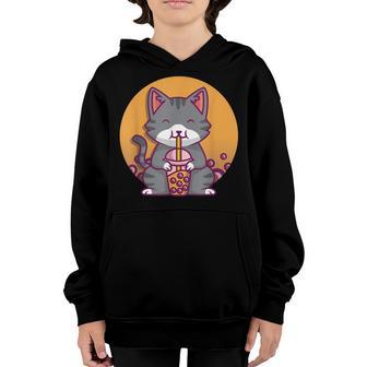 Cat Boba Tea Bubble Tea Anime Kawaii Neko Gifts Girls Ns Youth Hoodie - Thegiftio UK