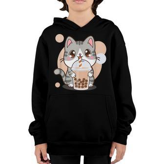Cat Boba Tea Bubble Tea Anime Kawaii Neko Gifts Ns Girls V2 Youth Hoodie - Thegiftio UK