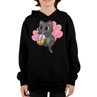 Cat Boba Tea Bubble Tea Anime Kawaii Neko Gifts Ns Girls Youth Hoodie - Thegiftio UK