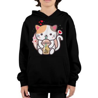 Cat Boba Tea Bubble Tea Kawaii Anime Japanese Neko Girl N V2 Youth Hoodie - Thegiftio UK