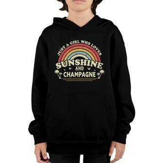 Champagne Gift A Girl Who Loves Sunshine And Champagne Funny Gift Youth Hoodie - Thegiftio UK