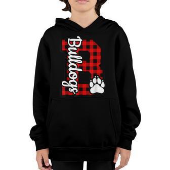 Cheer Bulldogs School Sports Fan Team Spirit Buffalo Plaid Youth Hoodie - Thegiftio UK