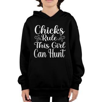 Chicks Rule This Girl Can Hunt Breast Cancer Graphic Design Printed Casual Daily Basic Youth Hoodie - Thegiftio UK