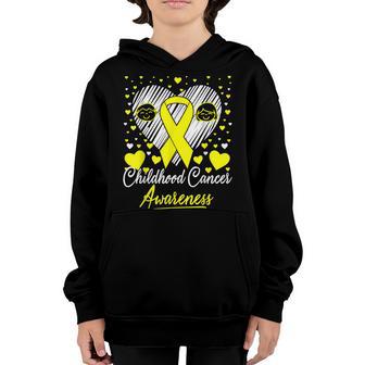 Childhood Cancer Awareness Parents Heart Ribbon Gifts Kids Youth Hoodie - Thegiftio UK