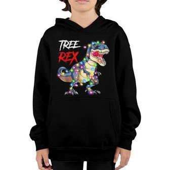 Christmas Dinosaur Tree Rex Lights Men Boys Kids Xmas Gifts Youth Hoodie - Thegiftio UK