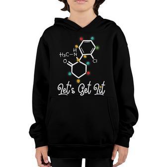 Christmas Funny Pajamas Boys Girls Lets Get Lit Xmas Gifts Youth Hoodie - Thegiftio UK