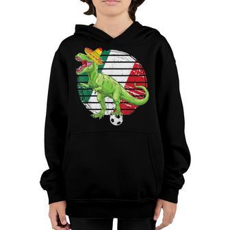 Cinco De Mayo Party Mexican Flag Boys Dinosaur Trex Soccer Youth Hoodie - Thegiftio UK
