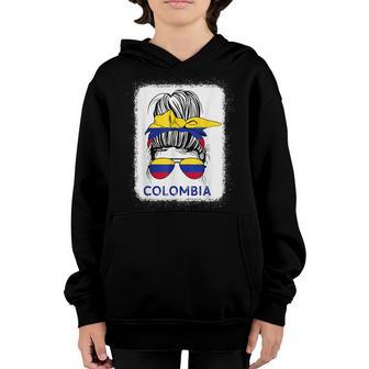 Colombian Girl Messy Hair Sunglasses & Colombia Flag Pride Youth Hoodie - Thegiftio UK