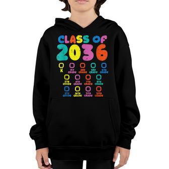 Colorful Class Of 2036 Grow With Me Checklist Graduation Youth Hoodie - Thegiftio UK