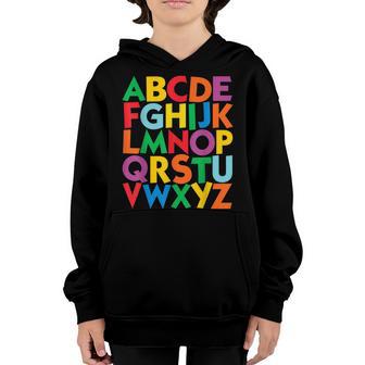 Colorful Uppercase Letters Alphabet Learn Abcs Boy Girl Kids Youth Hoodie - Thegiftio UK