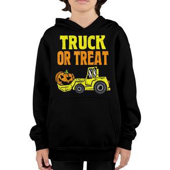 Construction Truck Or Treat Pumpkins Halloween Party Boys Youth Hoodie - Thegiftio UK