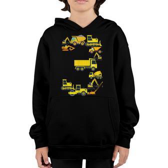 Construction Trucks 3 Year Old Fun 3Rd Bday Outfit For Boys Youth Hoodie - Thegiftio UK