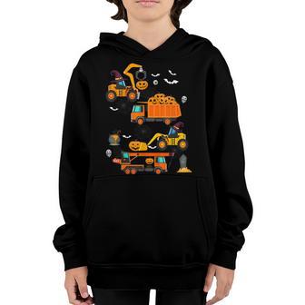 Construction Vehicle Halloween Crane Truck Pumpkin Boys Kids V5 Youth Hoodie - Thegiftio UK