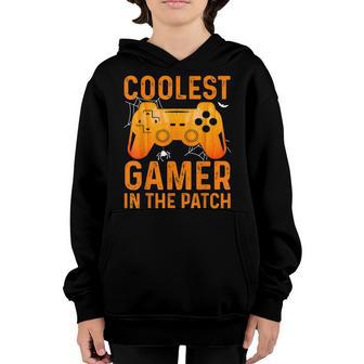 Coolest Gamer In The Patch Halloween Pumpkin Gamer Kids Boys Youth Hoodie - Thegiftio UK
