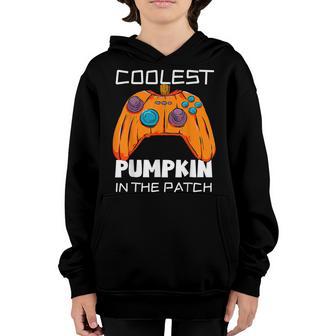 Coolest Pumpkin In The Patch Gamer Boys Halloween Kids Youth Hoodie - Thegiftio UK