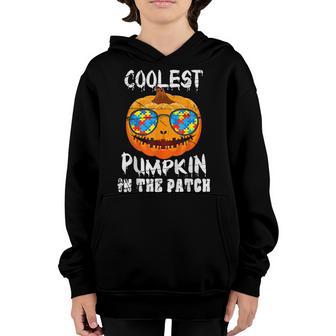 Coolest Pumpkin In The Patch Halloween Costume Boys Autism Youth Hoodie - Thegiftio UK