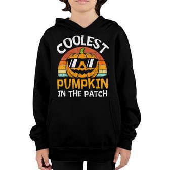 Coolest Pumpkin In The Patch Halloween Toddler Boys Kids Youth Hoodie - Thegiftio UK
